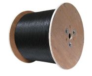 RG6 Coaxial Cable, CATV Direct Burial Quad Shielded, 18 AWG CCS, 60% AL Braid + Foil / 40% AL Braid with Foil, 1000ft, Black