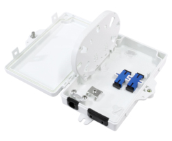 Fiber Termination Box, Wall Mount, Plastic, 2 Splices, Outdoor, IP-66 Rated White